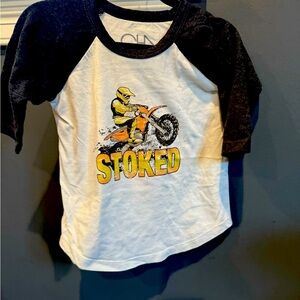 Chasr Stoked Kids Raglan Shirt - Black and White